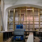 the libertine theatre set stage under construction